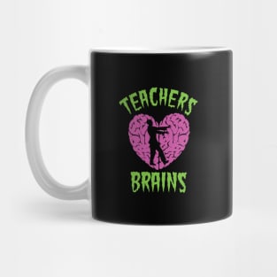 Teachers Love Brains Halloween Appreciation Funny Education Lucky Substitute Elementary Grade Assistant Classroom Mug